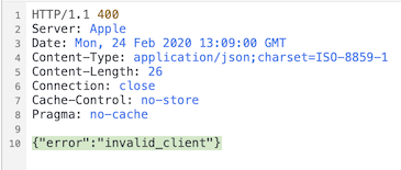 invalid client error